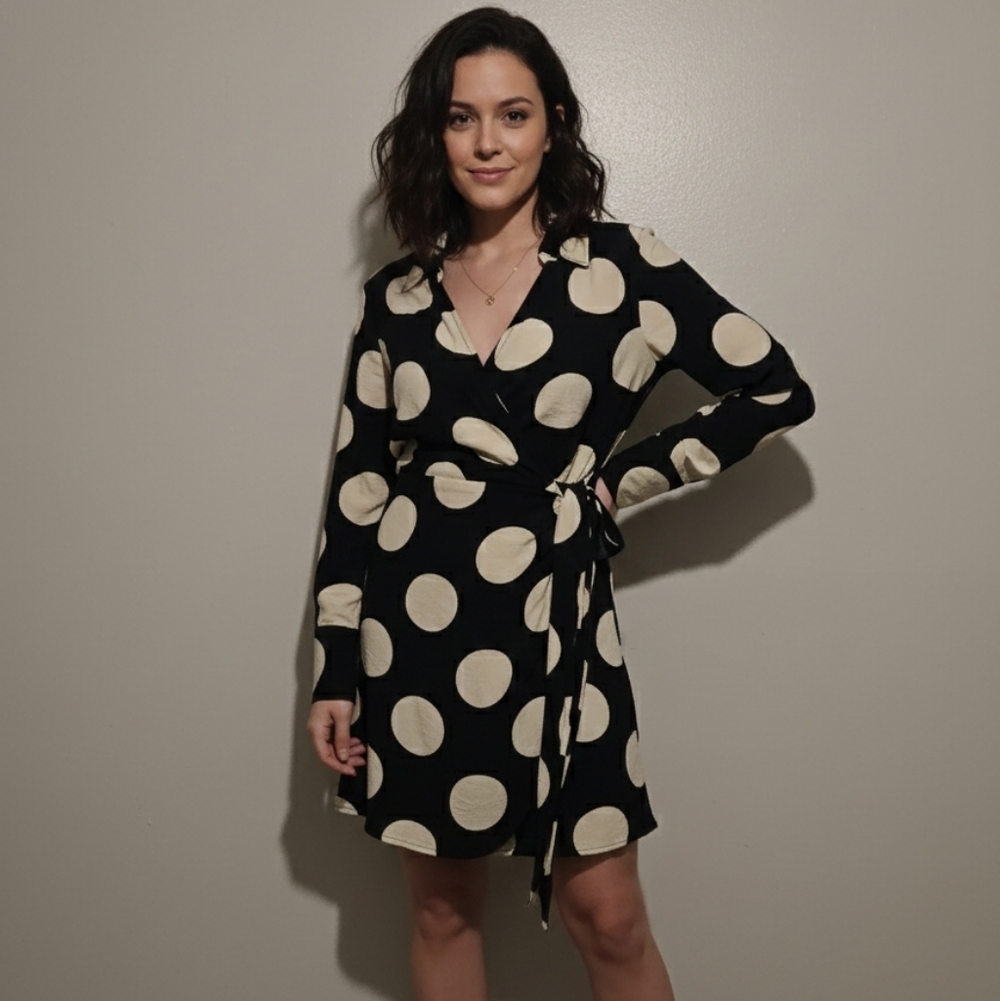 Black and Cream Polka Dot Fabric